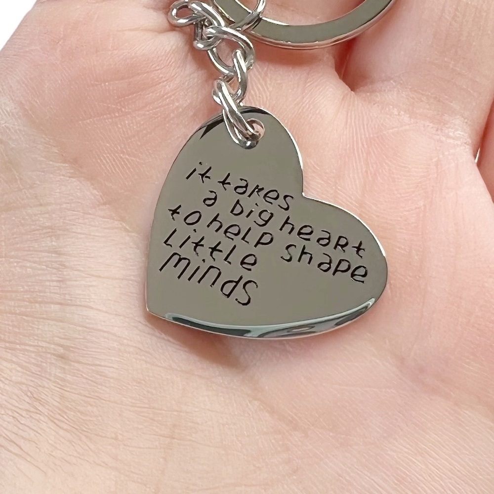 New Udobuy Teacher Themed Heart Shaped Silver Tone Keychain
